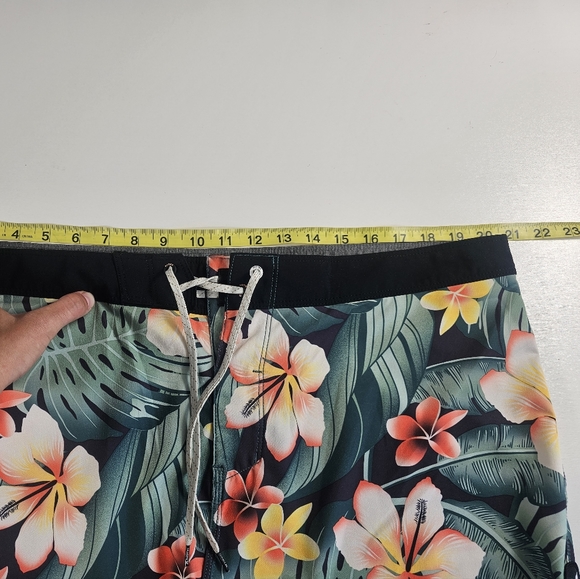 Hurley Phantom Hawaiian Board Shorts Mens 38 Blue Green Flap Back Pocket Preppy^ - Picture 5 of 6